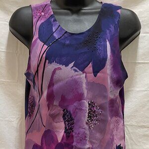 Vibrant floral print dress with a layered design